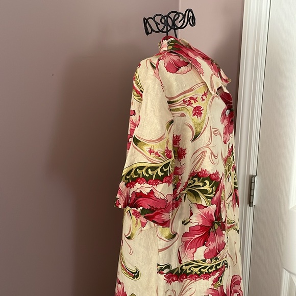 Vtg  Match Button Front Linen Maxi Dress USA Floral Lagenlook - Picture 3 of 8